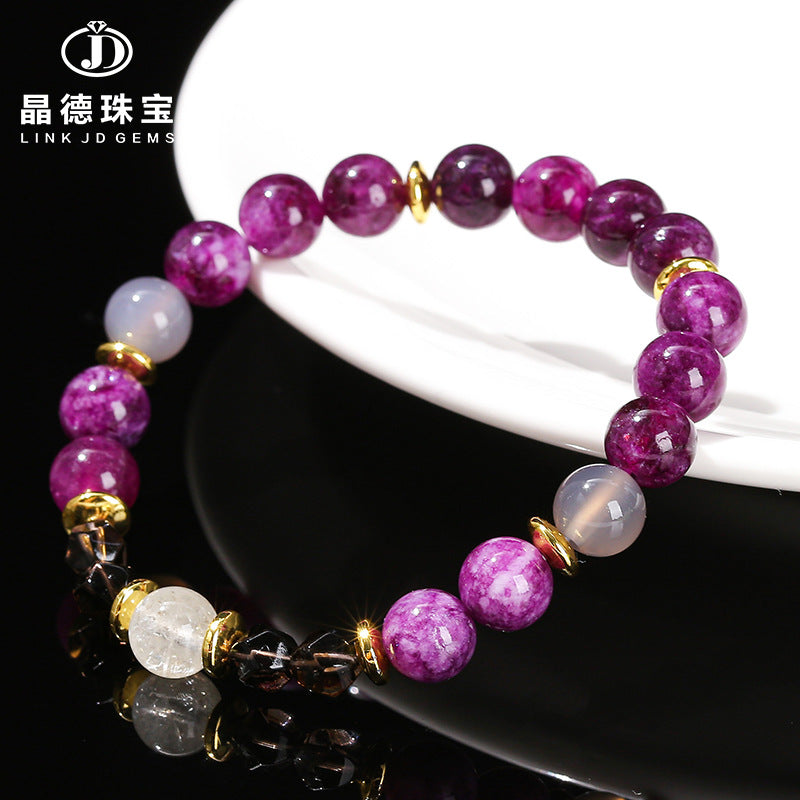 Dark purple chalcedony with citrine sparkle bracelet.