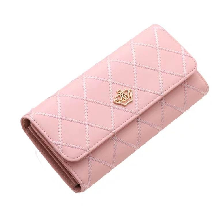 Buckle diamond crown multi-card wallet