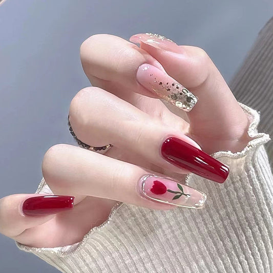 Vintage Tulip Bridal Nails