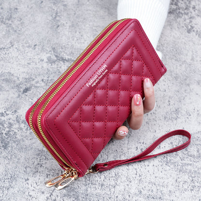 Mobile phone bag double zipper wallet