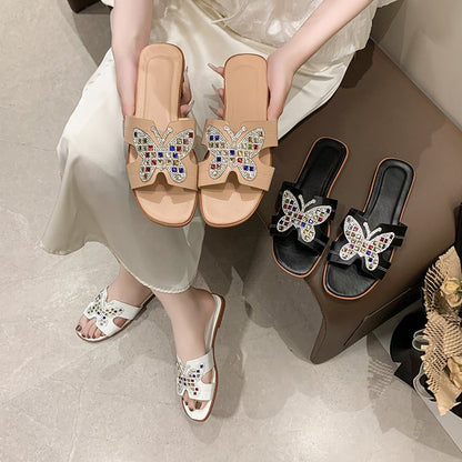 Candy Butterfly Rhinestone Slippers