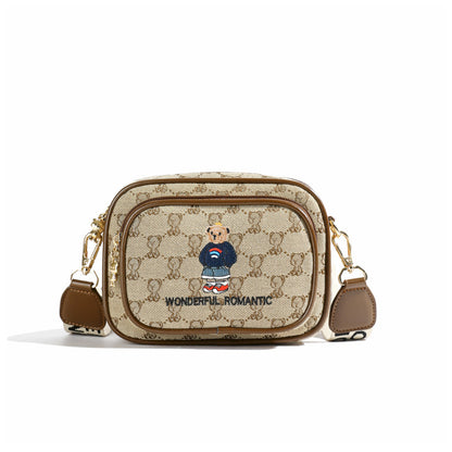 New cute trendy bear wide shoulder bag