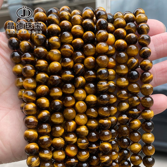 7A grade natural yellow tiger's eye stone loose beads