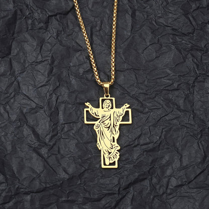 Titanium steel cross trendy cool necklace