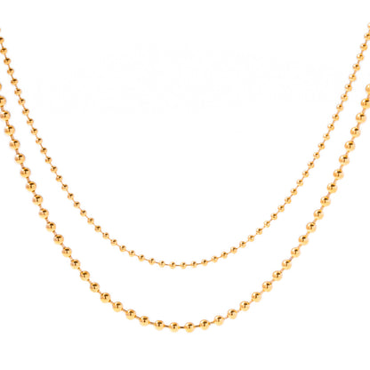 Double-layer necklace with large and small round beads