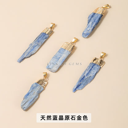 Rough kyanite gold-plated pendant.