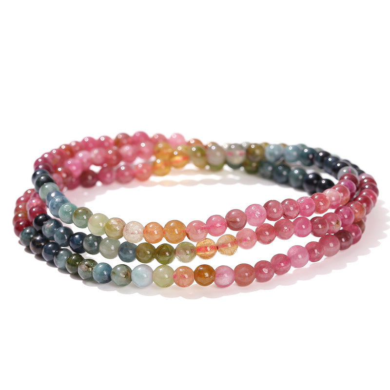 4Mm natural color tourmaline essence three-circle bracelet