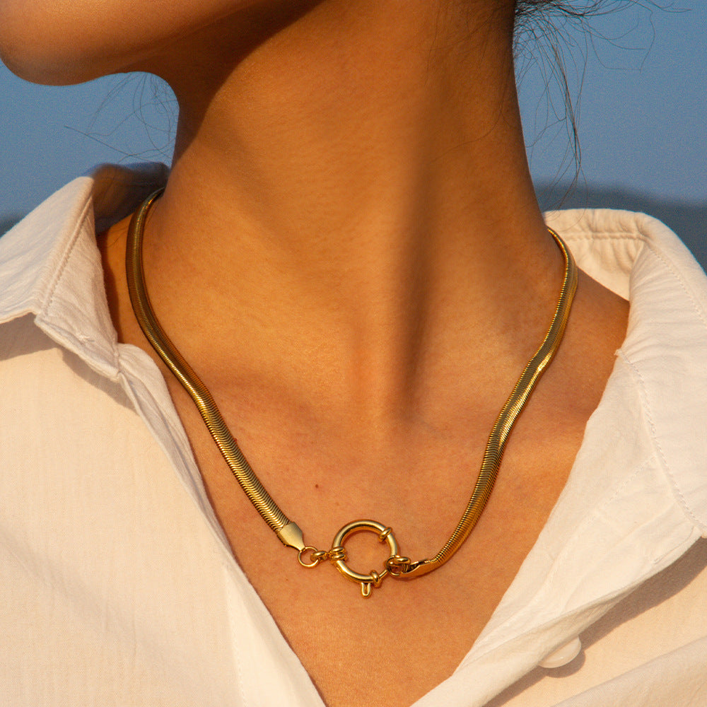 5mm Thick Choker Gold Snake Chain Necklace