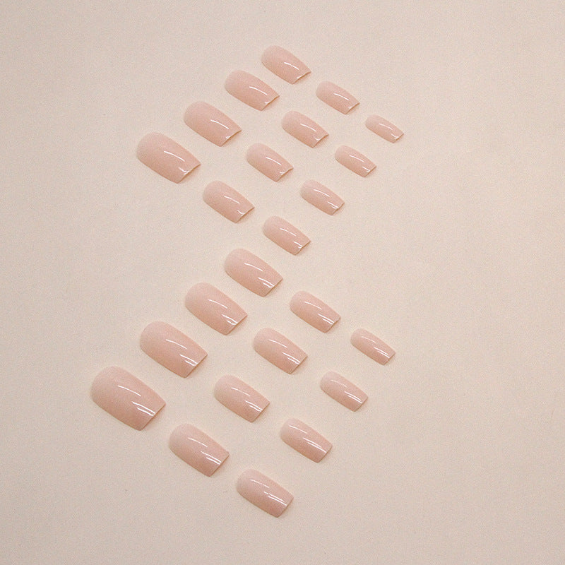 Sheer Nude Pink Medium-Length Square Fake Nails