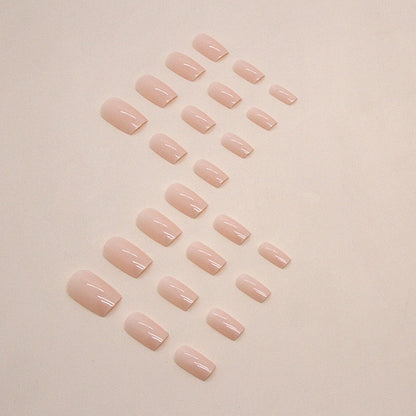 Sheer Nude Pink Medium-Length Square Fake Nails