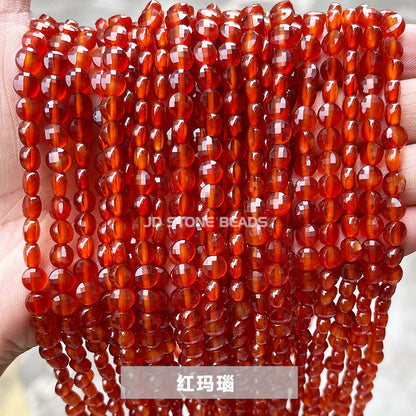 6 * 4Mm cut agate round cake-shaped loose bead facets