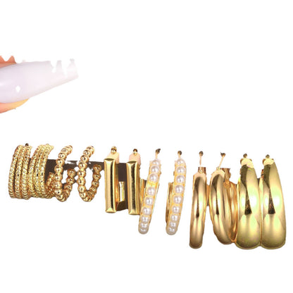 Gold twist earrings set 6 pieces