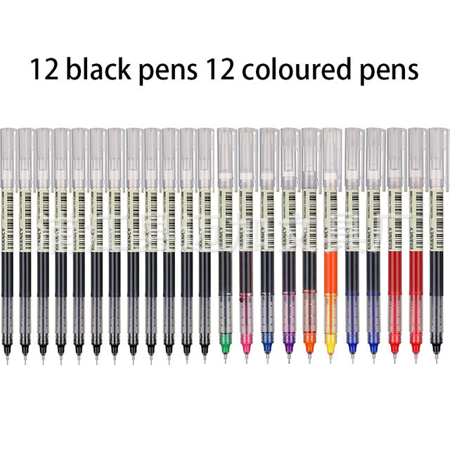 24 color straight liquid pen 0.5 black water-based pen