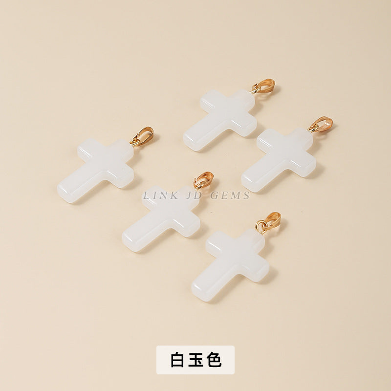 25 * 18Mm imitation jade magic crystal glazed cross pendant