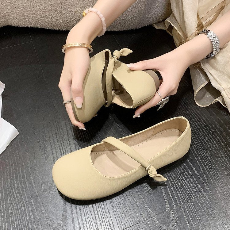 Round head versatile single shoes women