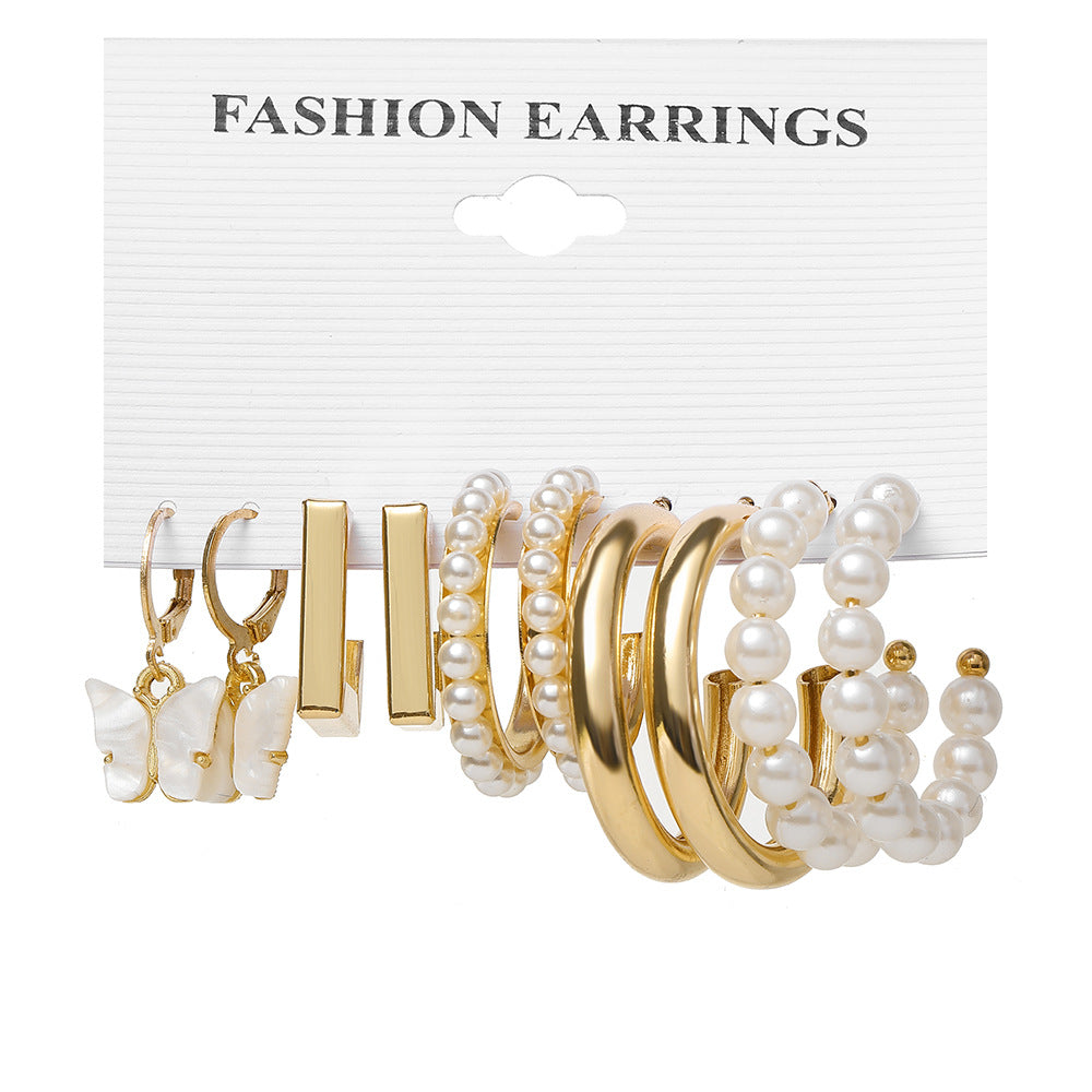 Retro style earrings set 5 pieces