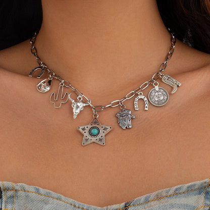 Fashion sense alloy multi-layer fringed collarbone chain