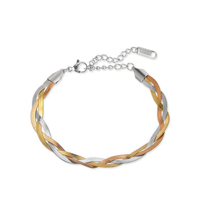 Three-layer braided metal blade snake bone bracelet