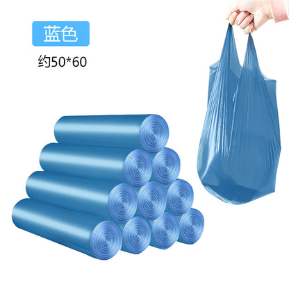 Thickened automatic closure drawstring garbage bag