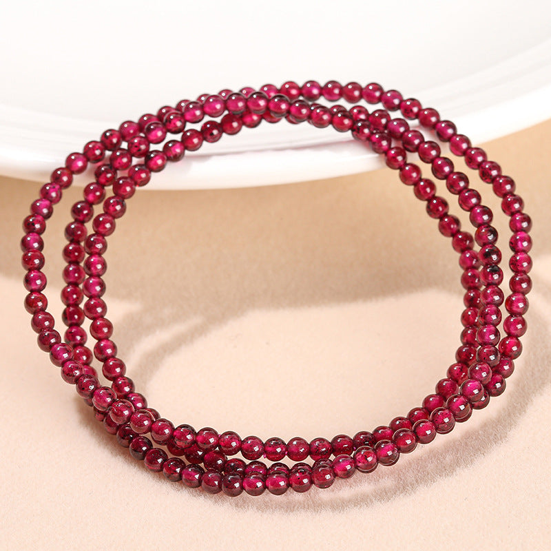 2-4Mm Natural Garnet Crystal Multi-Circle Bracelet