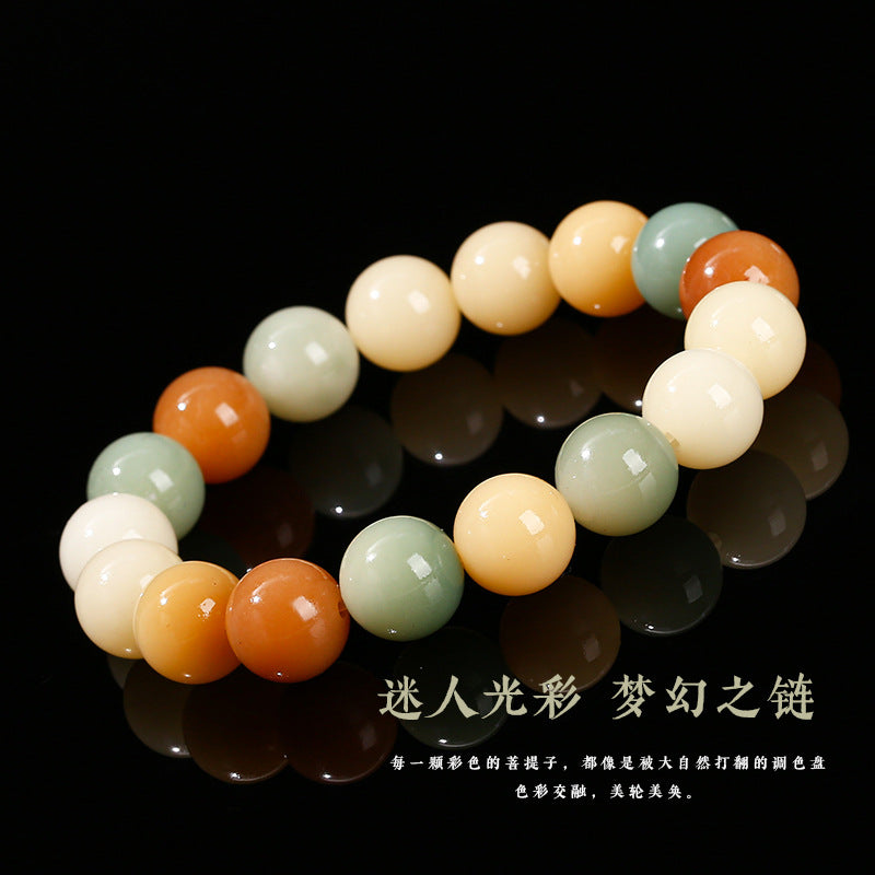 Colored Bodhi round bead bracelet.