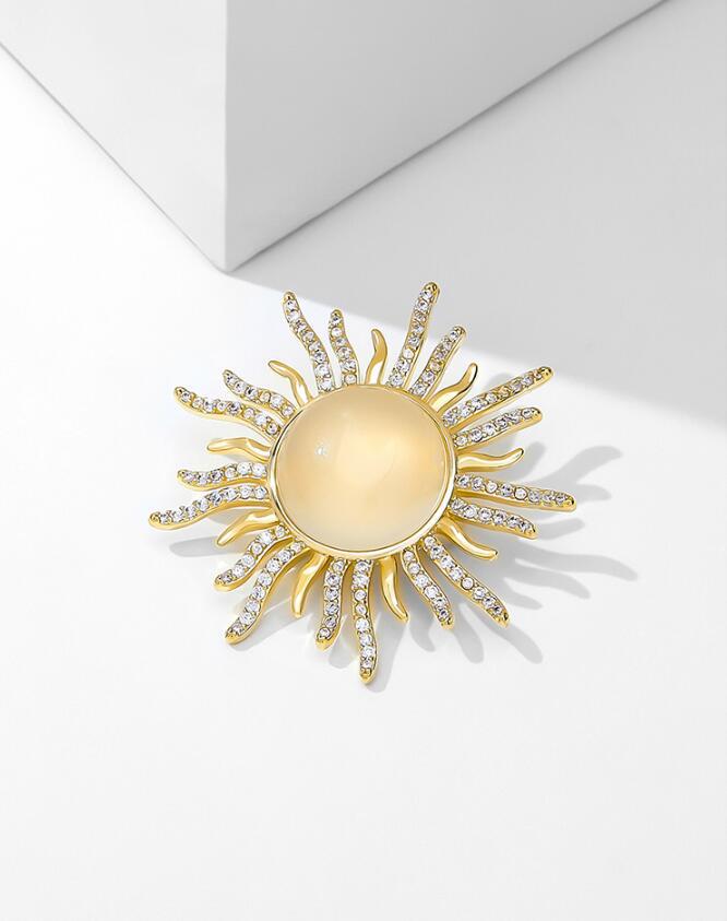 Flash Diamond Opal Sun Brooch