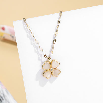 Peach heart petal necklace