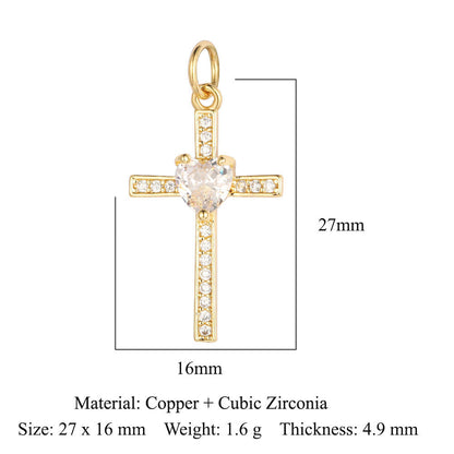 Cross jadeite copper zircon pendant.