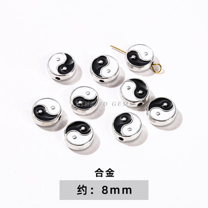 Tibetan silver zinc alloy disc with diamond bead spacer accessories