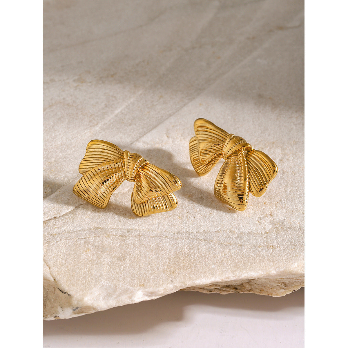 Brushed Stripe Bow Earrings