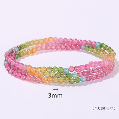 4Mm natural color tourmaline essence three-circle bracelet