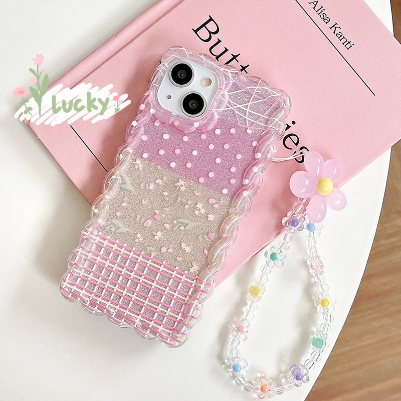 iPhone 14 Twist Patchwork Floral Apple XR Lace Pink Heart