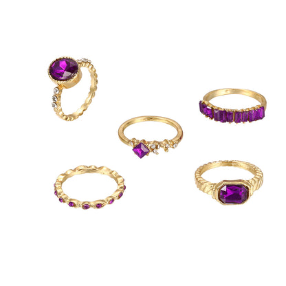 Purple ring ins style ring set 5 pieces