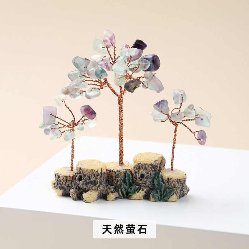 Colorful natural crystal gravel fortune tree ornament