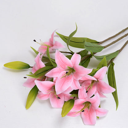 2 flowers and one bud long branch lily artificial flower