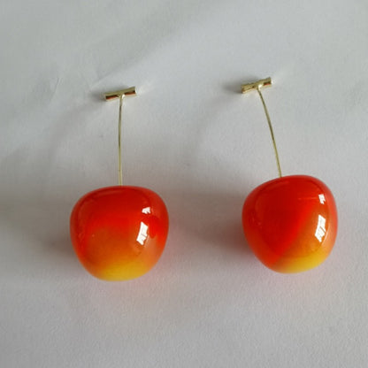 Red cherry fruit earrings