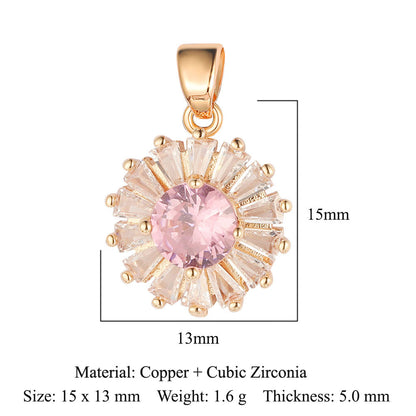 Sunflower Tree of Life Copper Zircon DIY Pendant