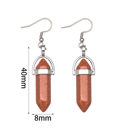 Crystal Hexagonal Column Pendant Stainless Steel Earrings