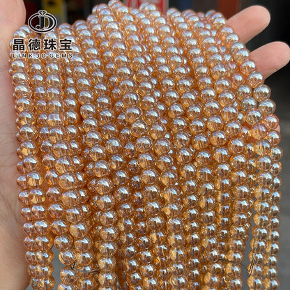 Electroplated champagne crystal glass beads loose beads