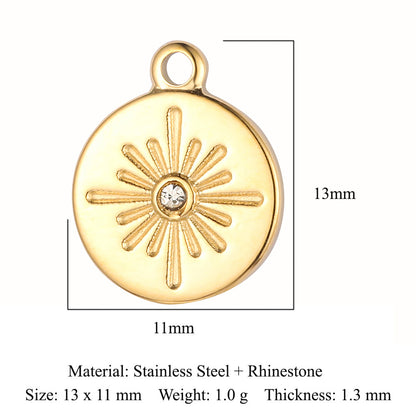 Sun Star Moon Crescent Stainless Steel Pendant