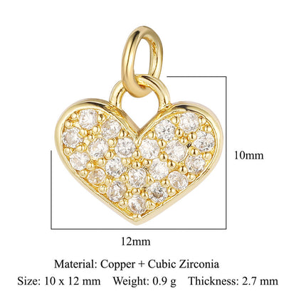 Peach heart lock key copper zircon pendant