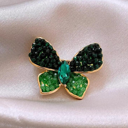 Green Crystal Butterfly Brooch