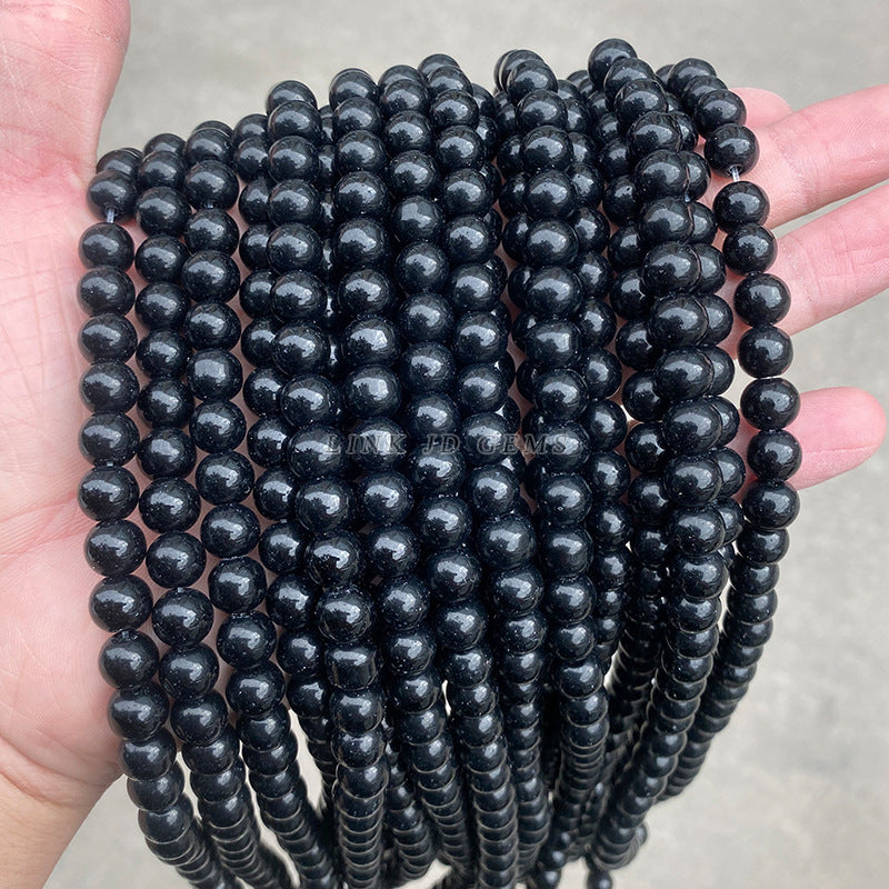 Imitation black agate glass beads loose beads