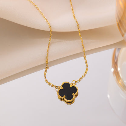 Double-sided four-leaf clover necklace