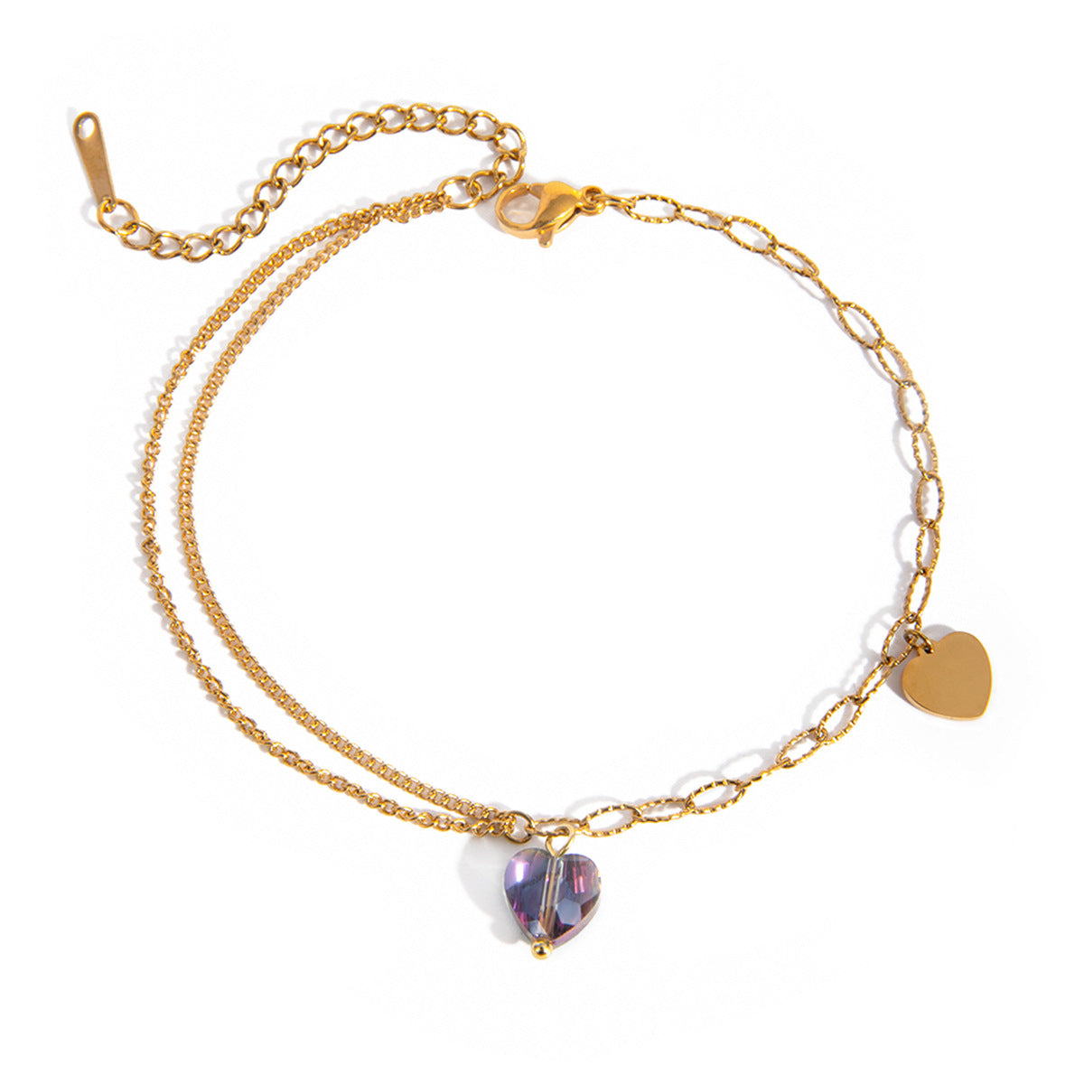 18k gold stainless steel double layer anklet