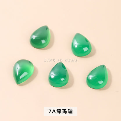 Agate water drop-shaped inlaid ring surface flat bottom loose beads