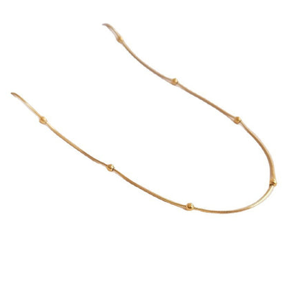 18K gold round bead necklace