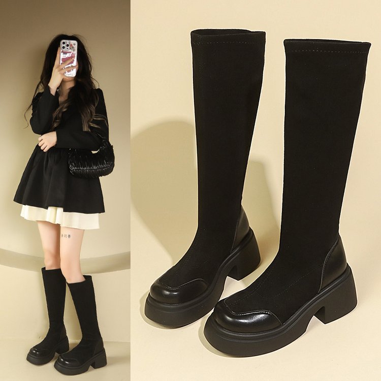 Winter rubber cloth round boots