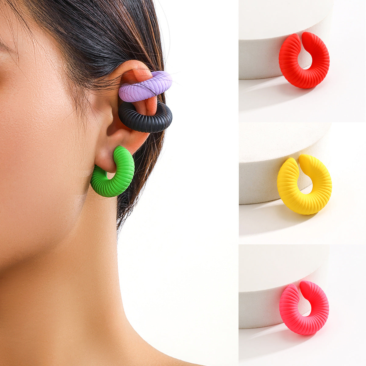 Single ear bone nail women's tide circle ear clips