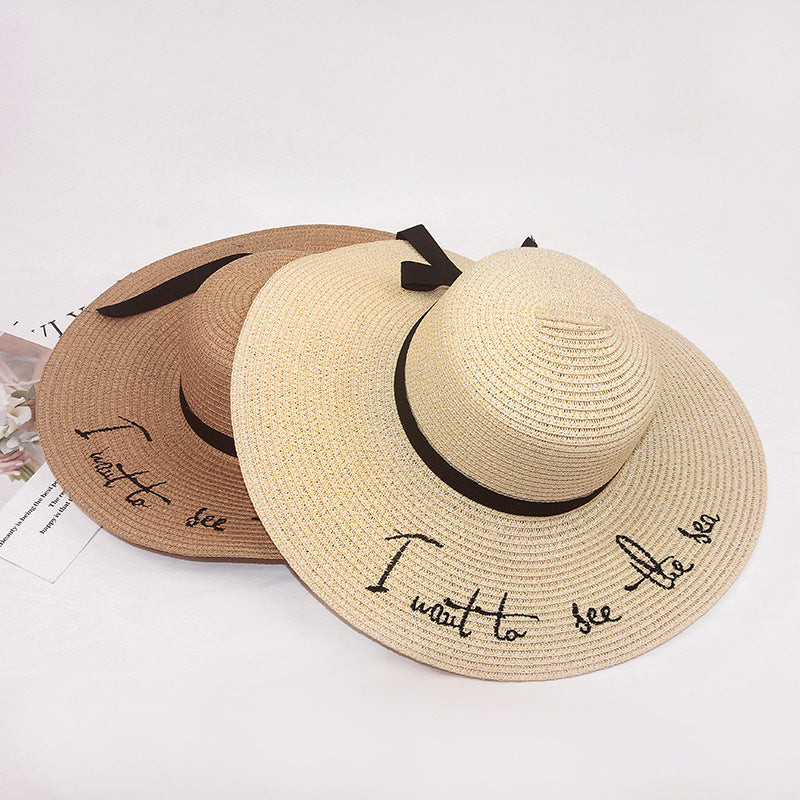 Summer Big Brim Embroidered Sun Hat Foldable Beach